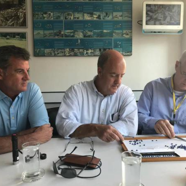 Three Schiffmans looking at diamonds