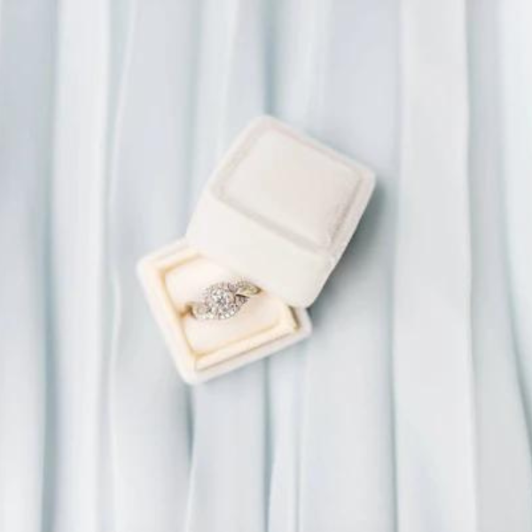 Engagement ring in white box