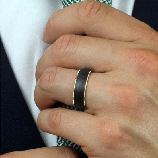 Mens black wedding band