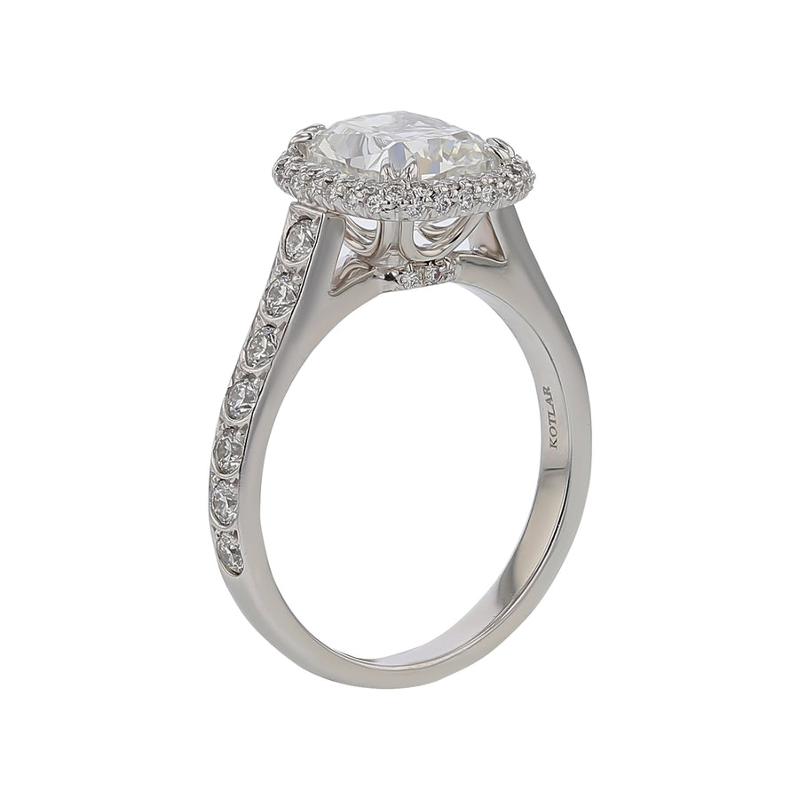 Harry Kotlar Artisan Pave 2.52ct Cushion Cut Diamond Halo Ring, Size 6.5