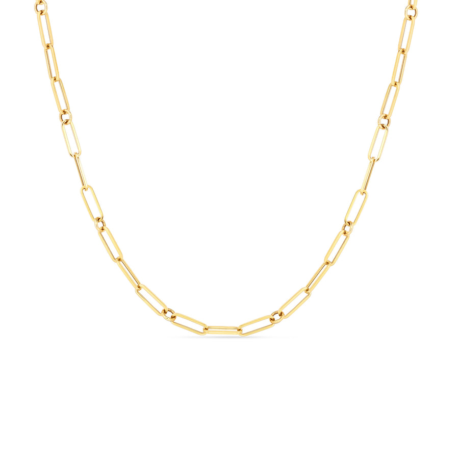 Designer Gold Paperclip and Round Link Chain in 18K Yellow Gold, 22"