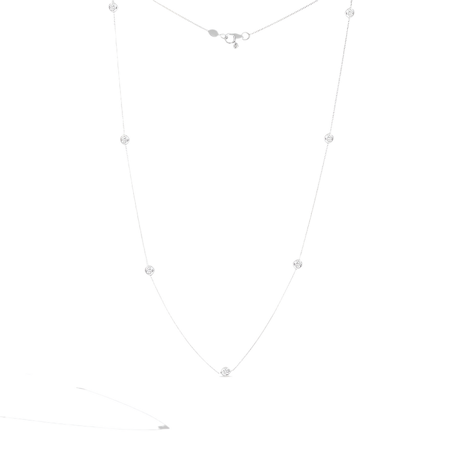 Diamonds by the Inch Diamond 7 Stations Necklace in 18K White Gold, 18in