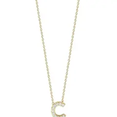 Love Letter "C" 0.05Ct Diamond Pendant on Chain in 18K Yellow Gold, 18inch