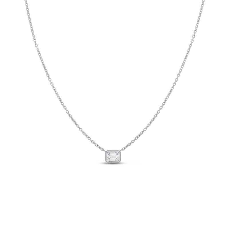 Emerald Cut Diamond Pendant in 18K White Gold