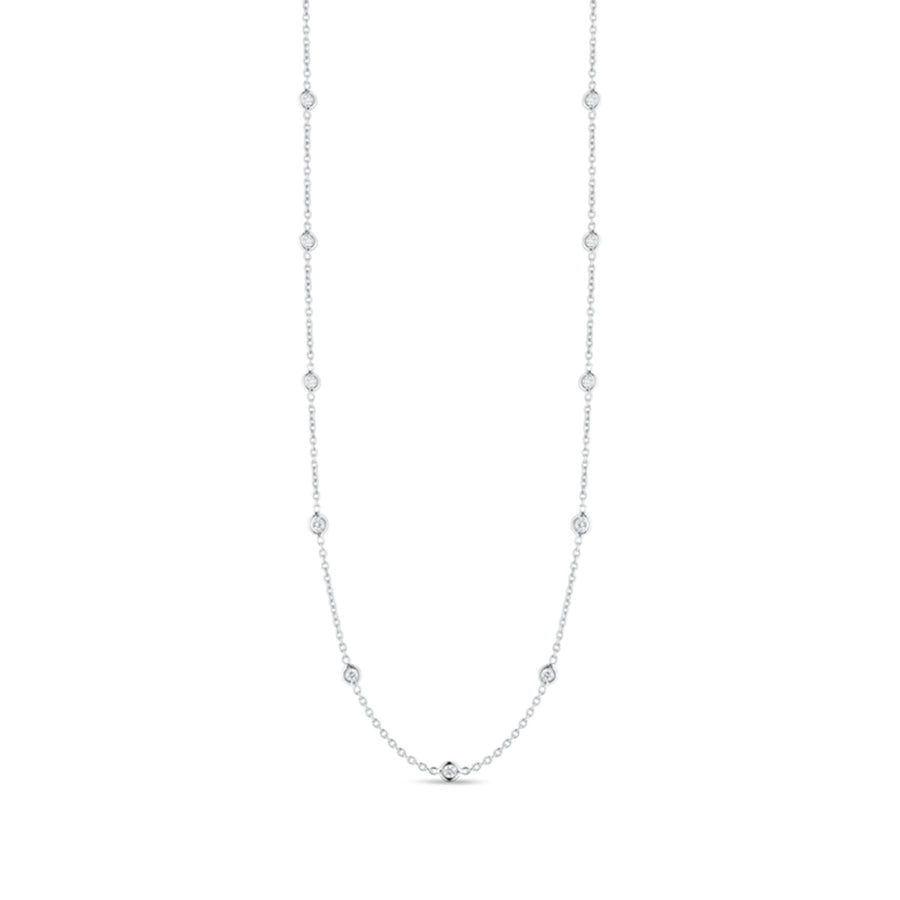 Diamonds By The Yard Round Diamond 15 Station Necklace in 18K White Gold, 18in