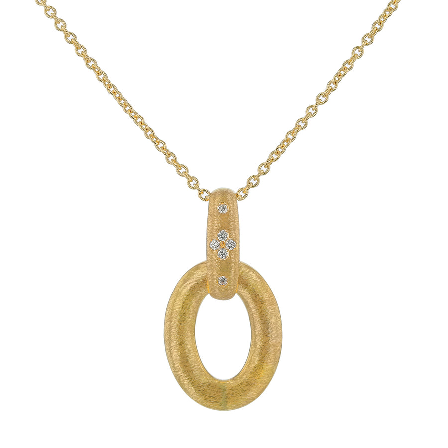 Duchessa 0.06ct Diamond Oval Pendant in 18K Yellow Gold, 17" chain