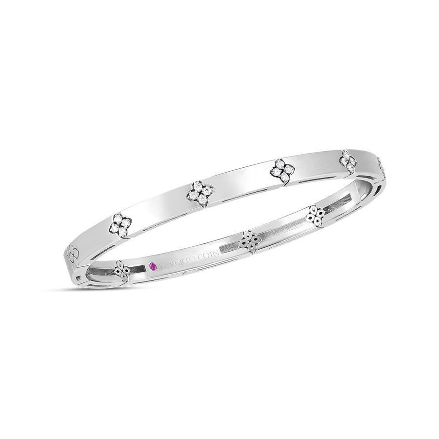 Verona Diamond Bangle Bracelet in 18K White Gold