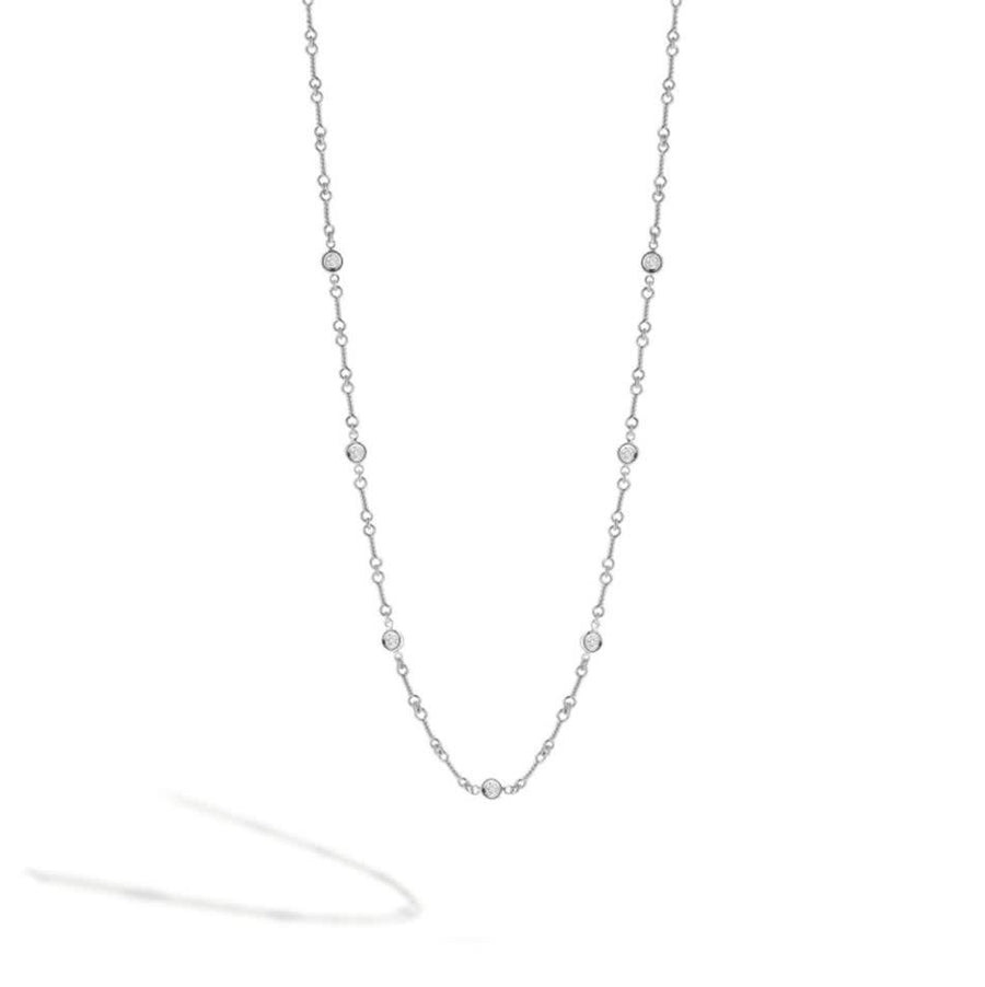 Diamonds by the Inch Diamond Station Dog Bone Necklace in 18K White Gold, 16in