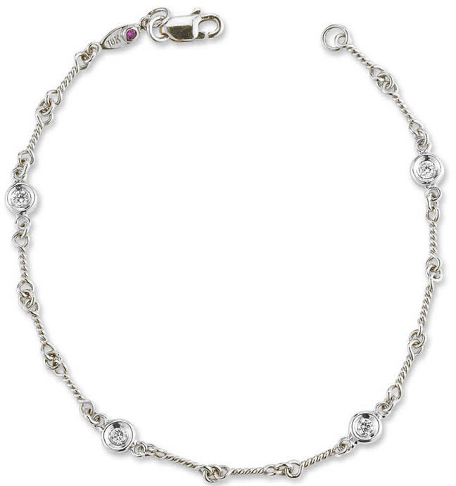 Diamonds by the Inch Diamond 4 Station Dogbone Bracelet in 18K White Gold, 7in