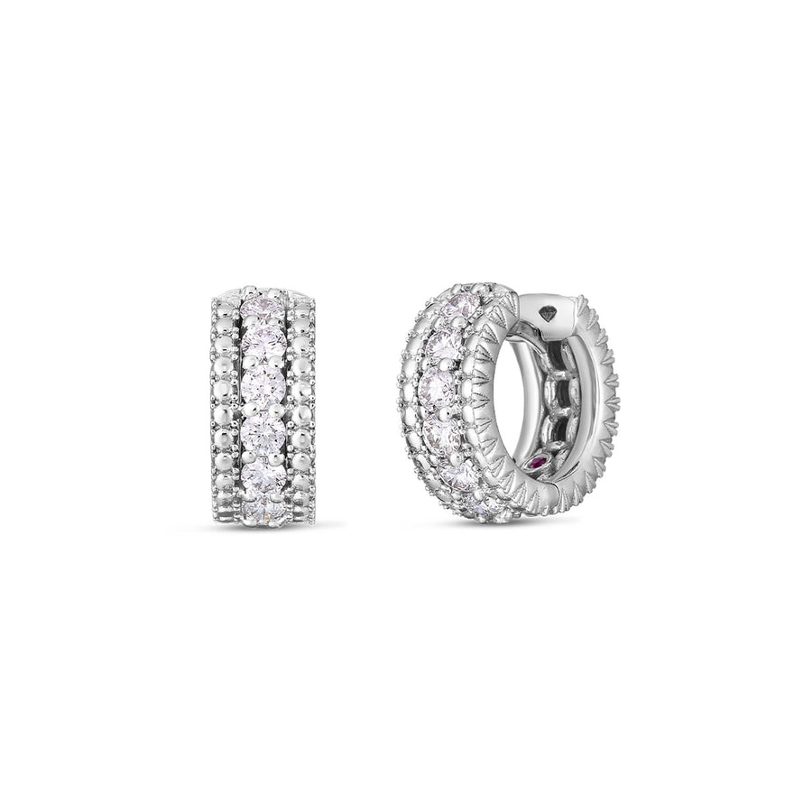 Siena Diamond Huggie Hoop Earrings in 18K White Gold