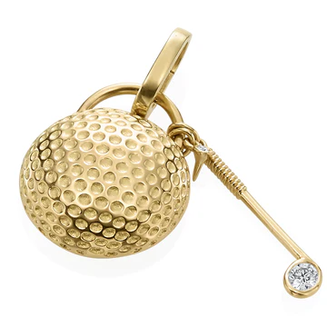 Lucky Life 0.27ct Diamond Golf Ball, Club and Tee Charm only in 18K Yellow Gold