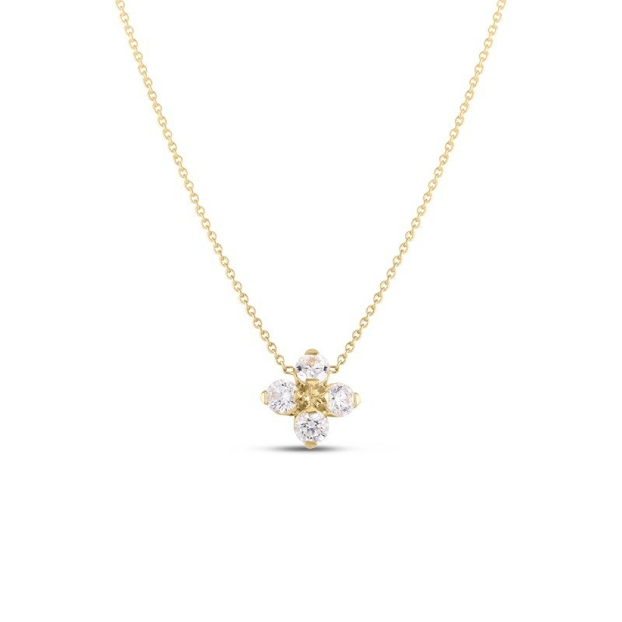 Love in Verona Diamond Flower Necklace in 18K Yellow Gold, 18in