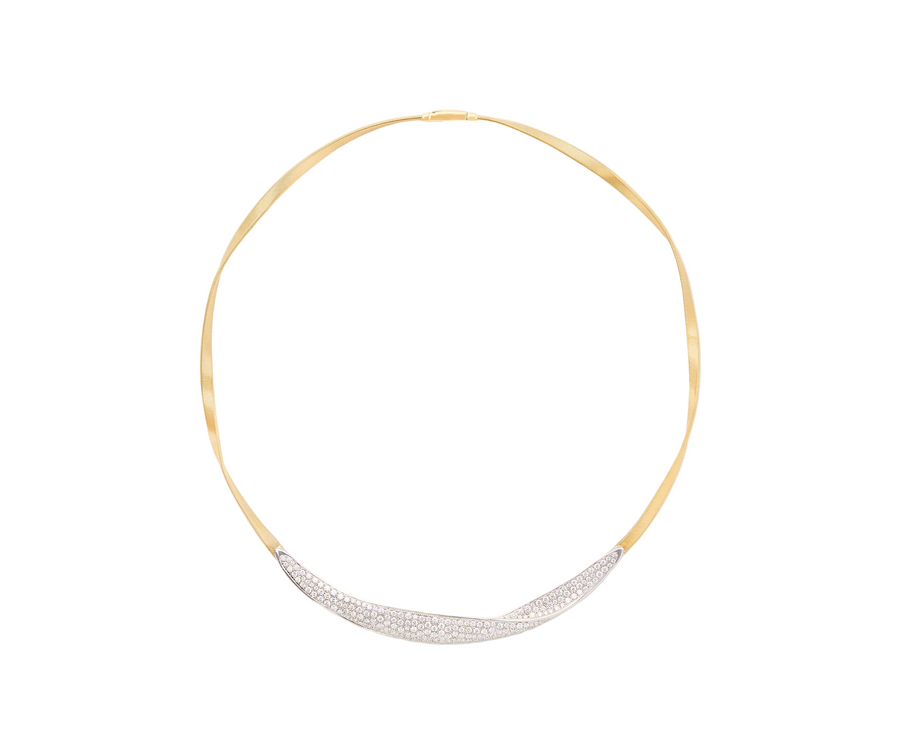 Marrakech 3.39ct Diamond Pave Crossover Necklace in 18K Yellow and White Gold, 16.75"