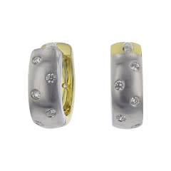0.29ct Full Cut Diamonds Reversible Hoops in 18k Yellow and White Gold