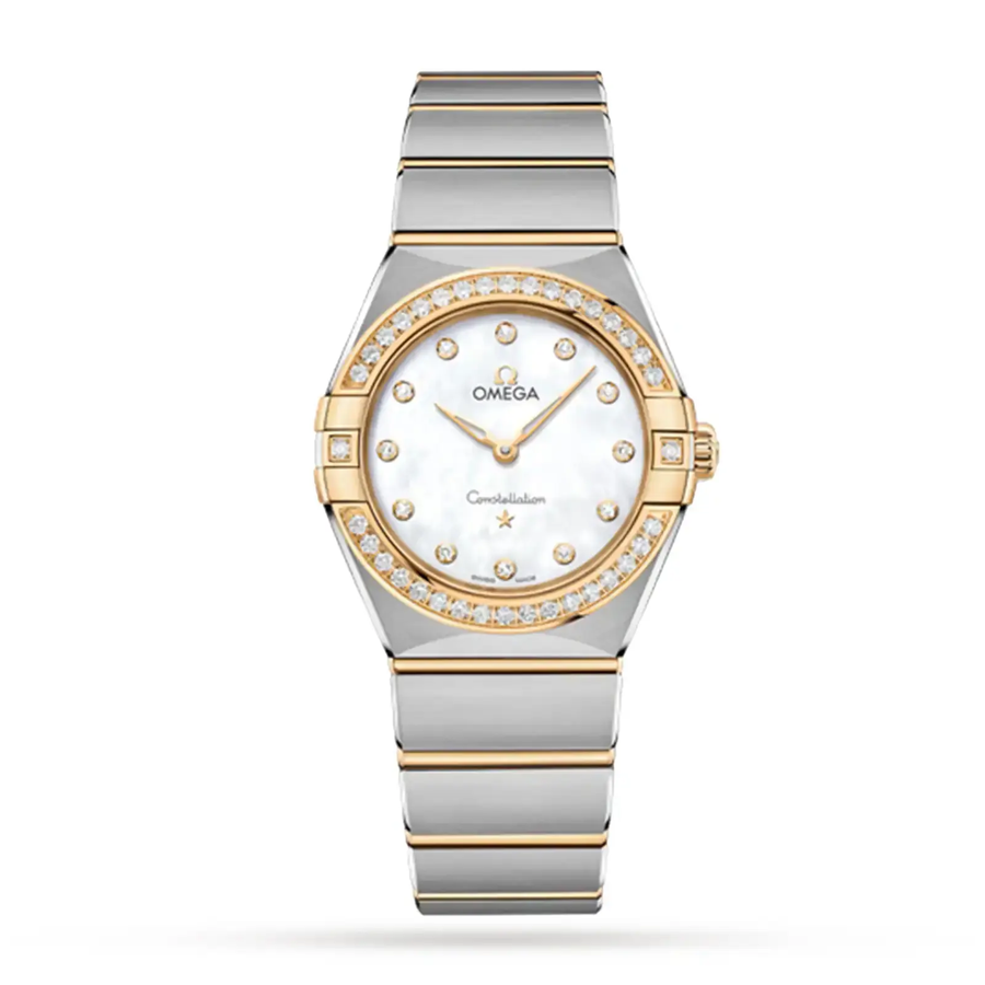 28mm Constellation Watch with Mother of Pearl Dial in Stainless Steel and 18K Yellow Gold Bracelet