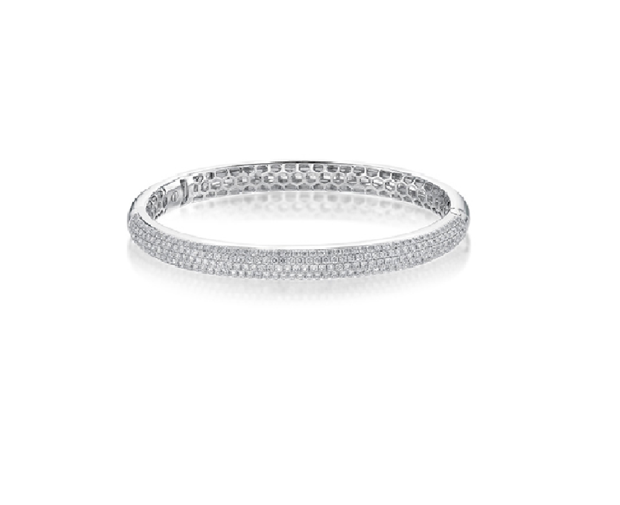 Pirouette 2.98-3.12ct Diamond Bangle Bracelet in 18K White Gold