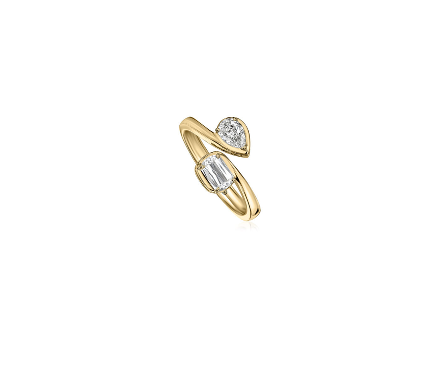 Love Lux 0.69ct Crisscut L'amour Diamond Toi et Moi Ring in 14K Yellow Gold, Size 6.5