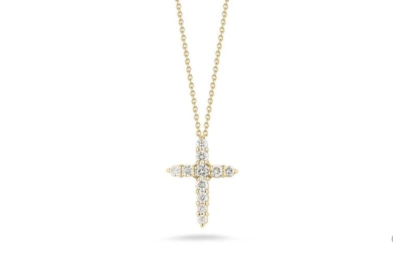 Diamond Cross Pendant in 18K Yellow Gold, 18in