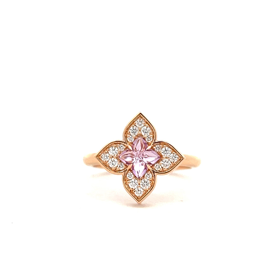 Venetian Princess Amethyst and Diamond Ring in 18K Rose Gold, Size 6.5