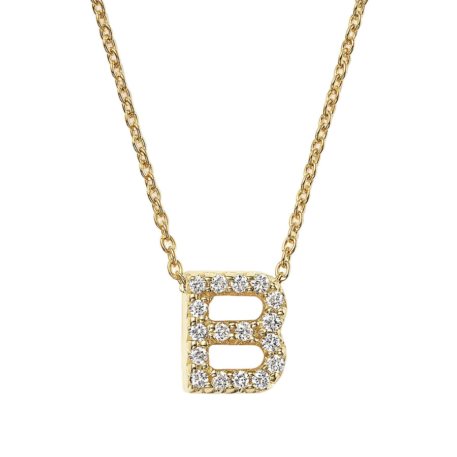 Tiny Treasures Diamond Love Letter "B" Pendant in 18K Yellow Gold, Adjustable Chain