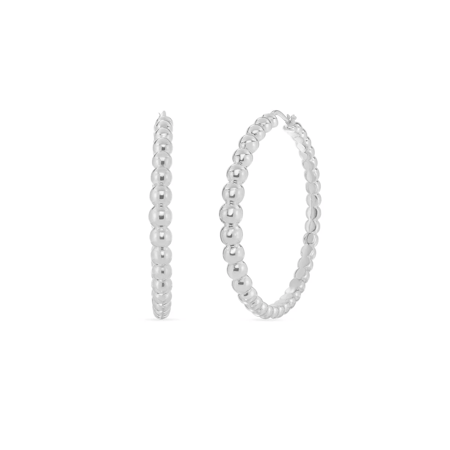 Classic Oro Hoop Earrings in 18K White Gold
