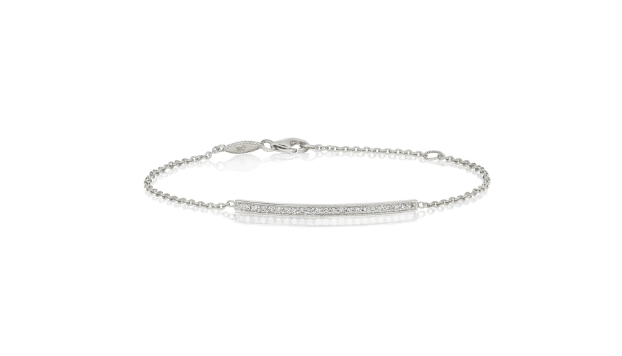 Straight Thin Bar 0.23Ct Diamond Bracelet, 7in