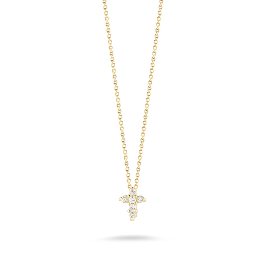 Round Diamond Large Baby Cross Pendant in 18K Yellow Gold