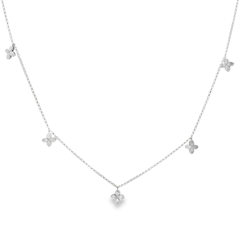 Love by the Inch 5 Station Diamond Necklace in 18K White Gold, 17in