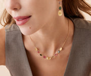 Lunaria Multi Color Tourmaline Necklace in 18K Yellow Gold, 16.5-18"