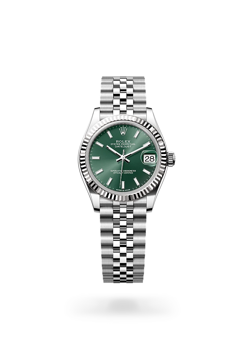 rolex Datejust in White Rolesor - combination of Oystersteel and white gold, M278274-0018 - Schiffman's Jewelers