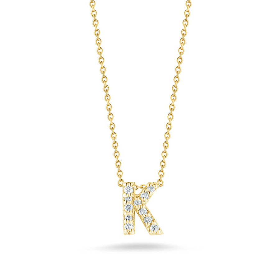 Tiny Treasures Love Letter "K" Diamond Pendant in 18K Yellow Gold, Adjustable Chain