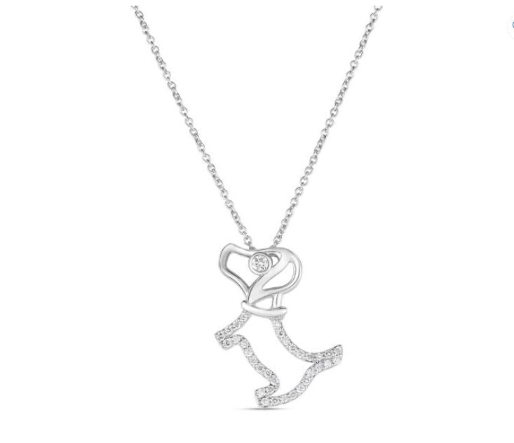 Tiny Treasures 0.09ct Diamond Scottie Dog Pendant in 18K White Gold, 18in