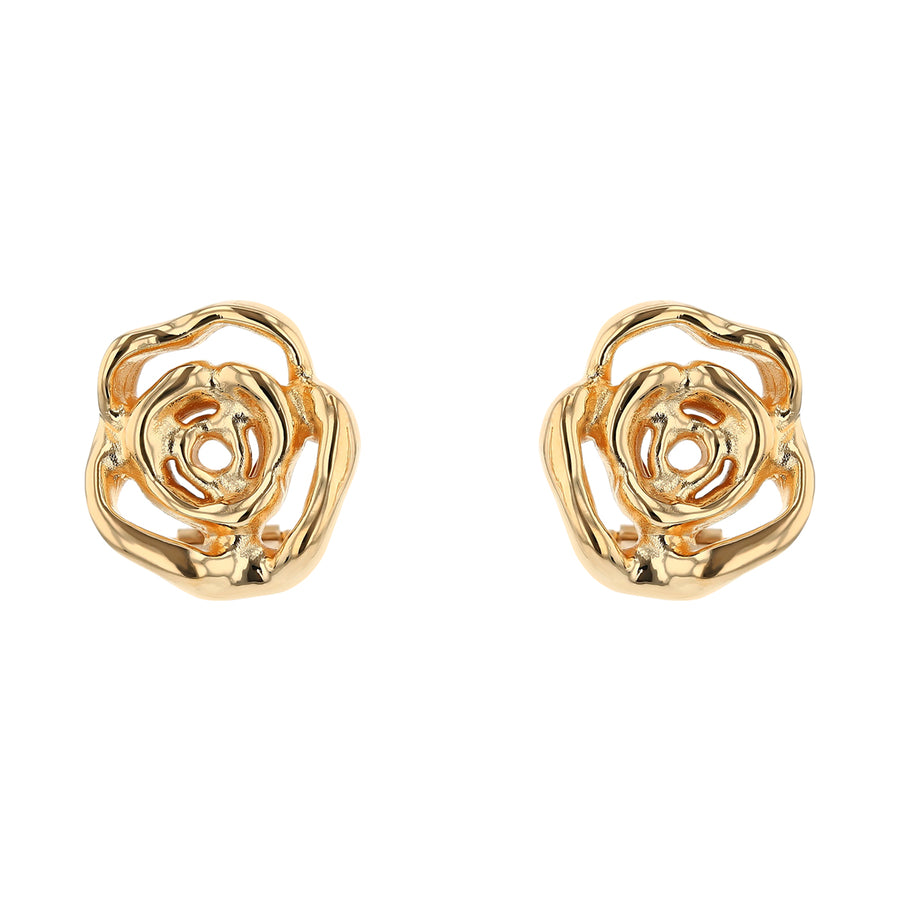 Oro Classic Flower Earrings in 18K Yellow Gold