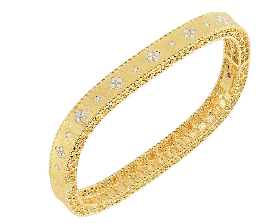 Princess Diamond Bangle Bracelet in 18K Yellow Gold