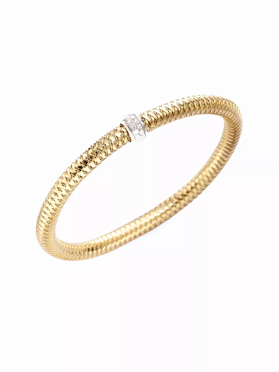 Primavera Diamond Stretch Bracelet in 18K Yellow and White Gold