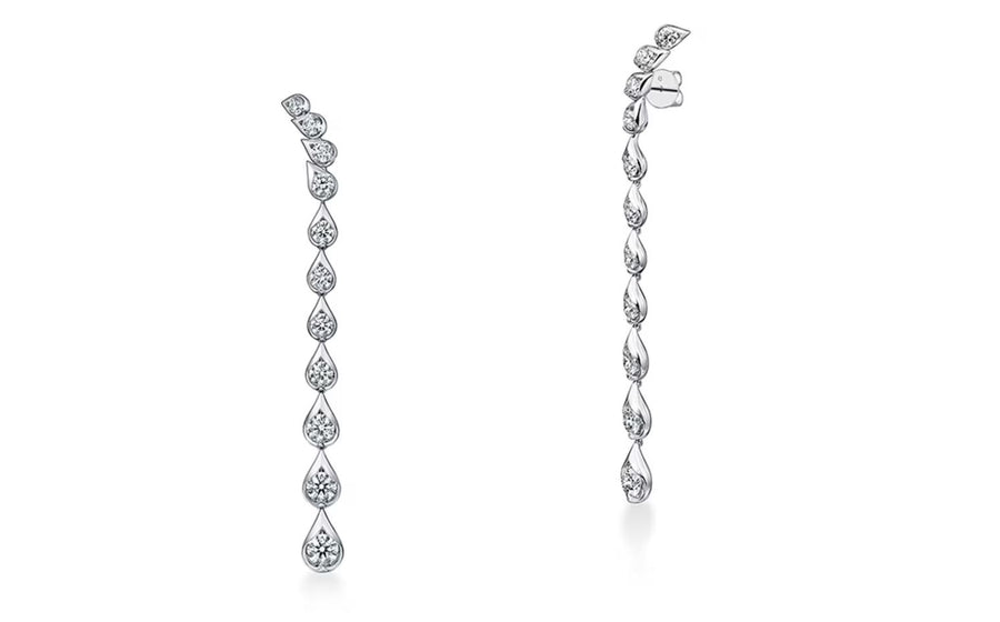 LU Droplet 5.30-5.54ct Diamond Drop Earrings in 18K White Gold