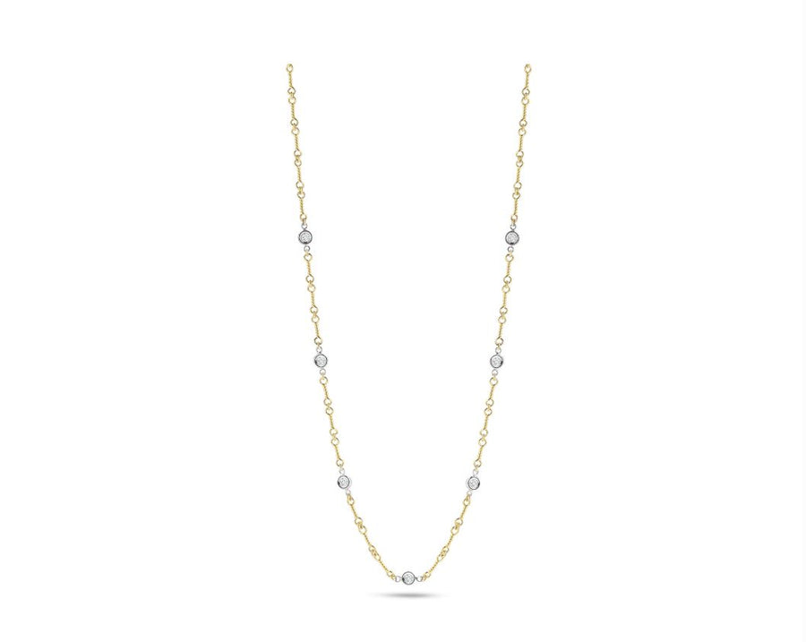 Diamonds by the Inch 0.28ct Dog Bone Station Necklace in 18K Yellow and White Gold, 16in