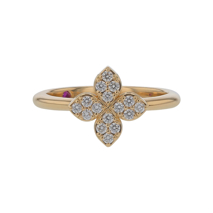 Venetian Princess Diamond Flower Ring in 18K Yellow Gold, Size 6.5