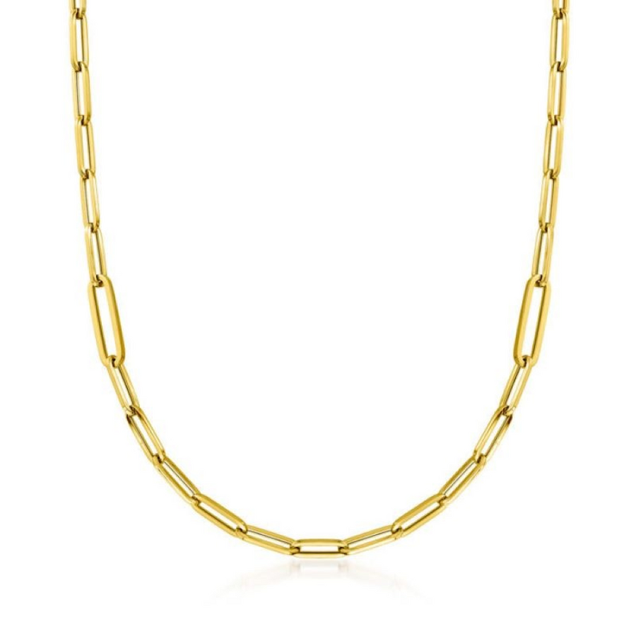 Alternating Paperclip Link Chain in 18K Yellow Gold, 17in