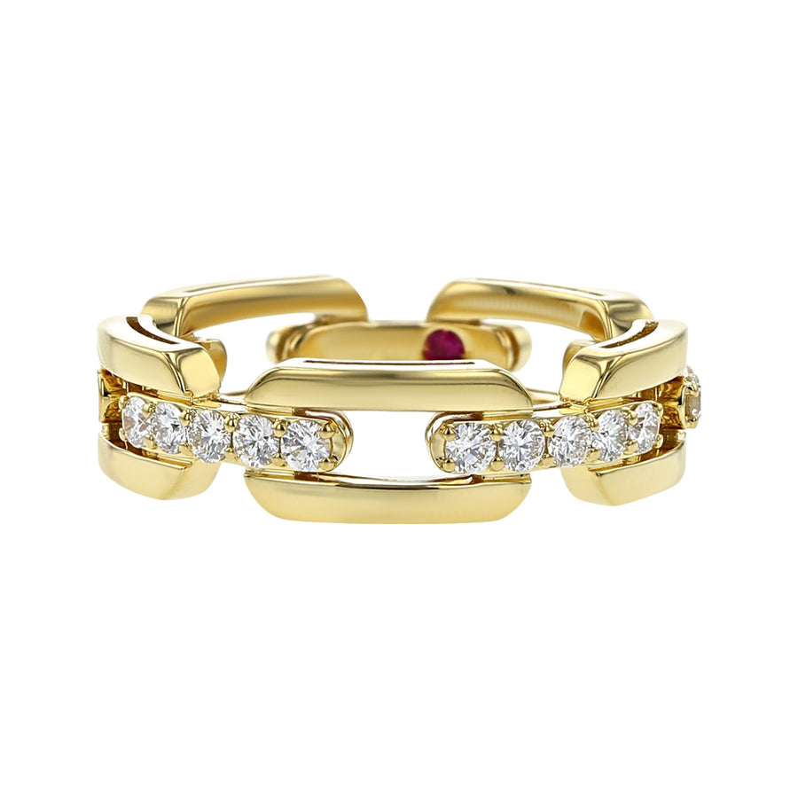 Navarra Diamond Link Ring in 18K Yellow Gold, Size 6.5