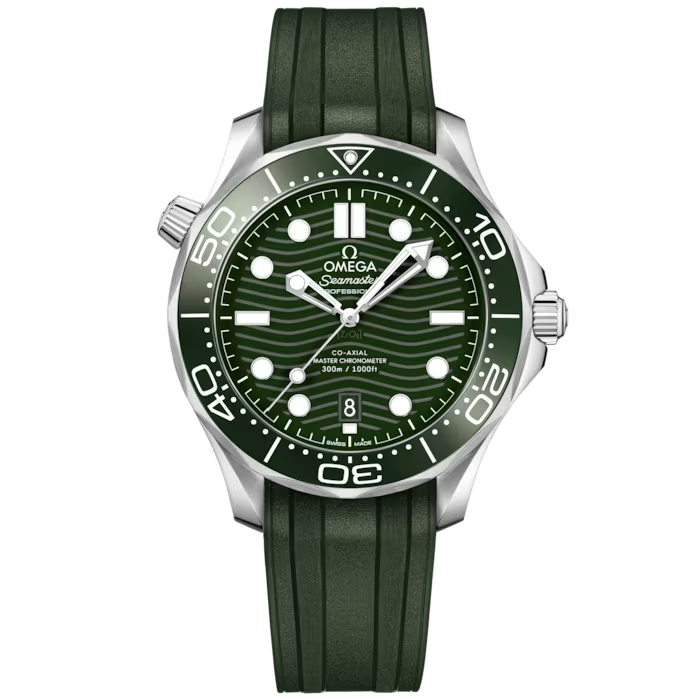 42mm Seamaster Dive 300M Watch with Green Dial in Stainless Steel, Strap