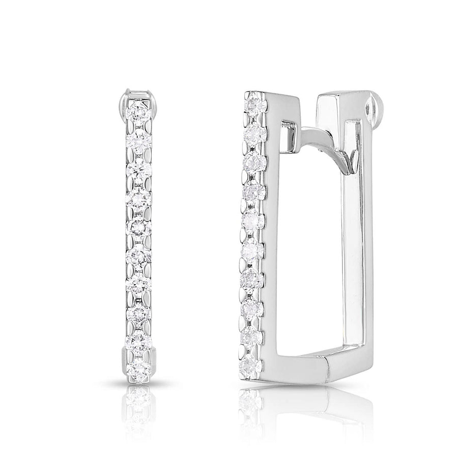 Diamond Classic Square Earrings in 18K White Gold