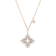 Venetian Princess Round Diamond and Mother of Pearl Necklace in 18K Rose Gold