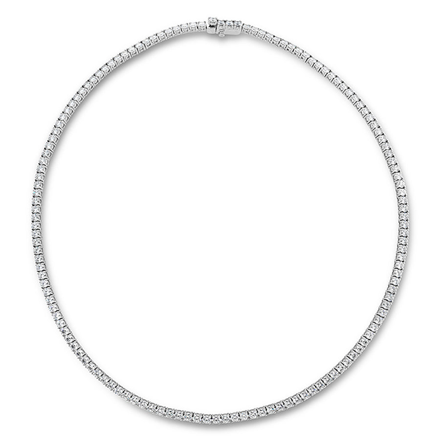 HOF Signature 14.79-15.48ct Round Diamond Uniform Line Necklace in 18K White Gold, 16"