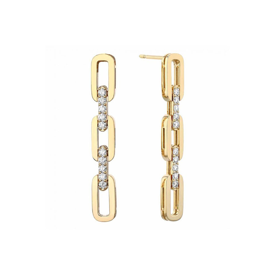 Navarra Diamond 3 Link Drop Earrings in 18K Yellow Gold