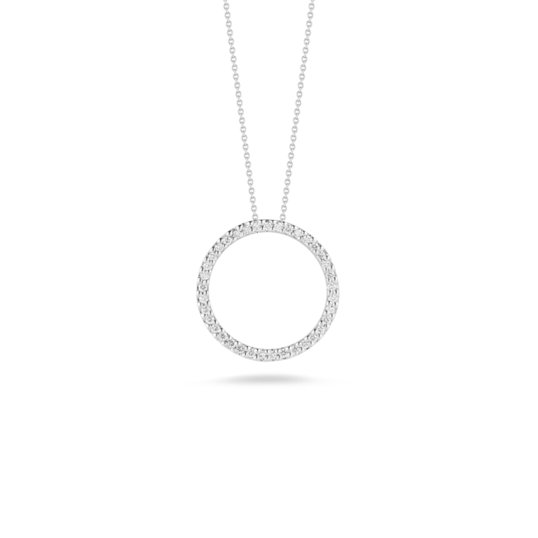 Tiny Treasures Diamond Circle Pendant in 18K White Gold, 18in