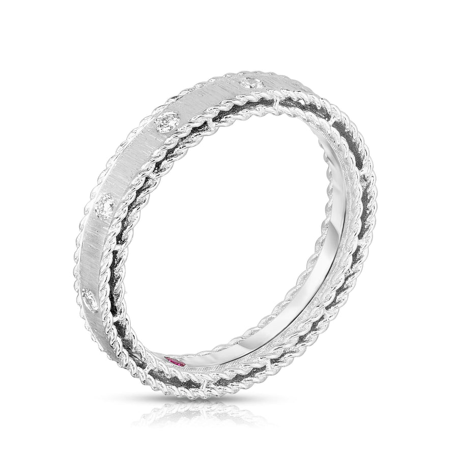 Diamond Flush Set Princess Ring in 18K White Gold, Size 6.5