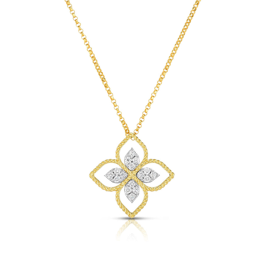 Principessa Diamond Pendant in 18K Yellow and White Gold, 17in