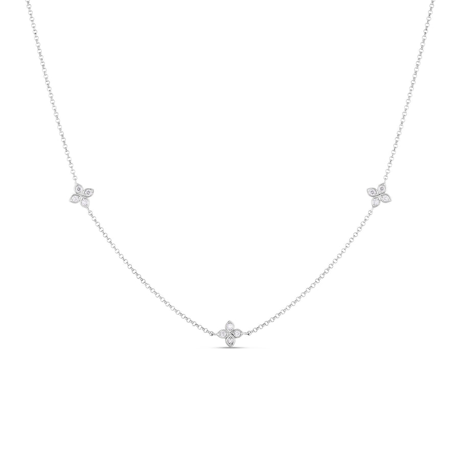 Love By The Inch 0.13ct Diamond 3 Station Necklace in 18K White Gold