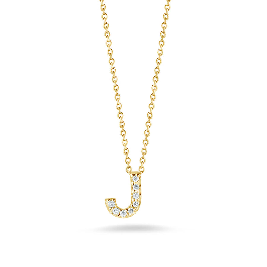 Tiny Treasures 0.04ct Diamond Love Letter "J" Pendant in 18K Yellow Gold, 16-18in